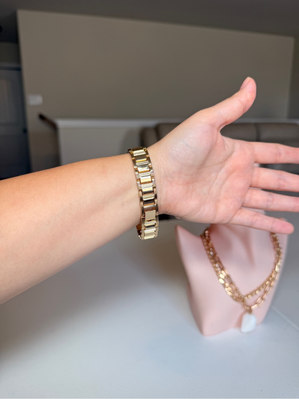 Gold Tone Women's Bracelet Watch with Crystal Accent - Picture 5 of 11